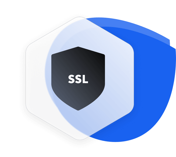 blue icon with a smaller ssl black icon inside of it  